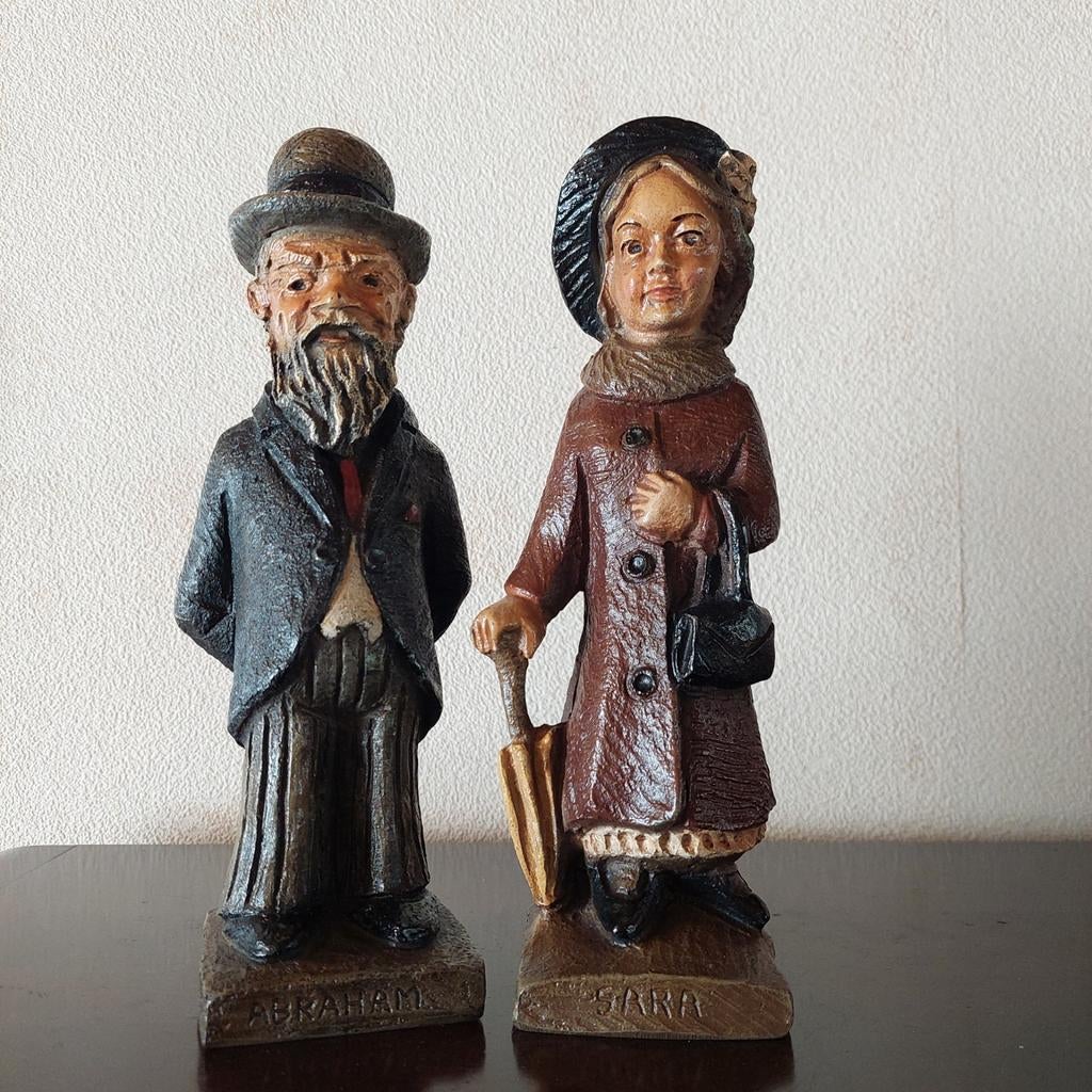 Antieke Beeldjes Abraham en Sara - Decoratieve Set, Ophalen of Verzenden, Gebruikt, Mens