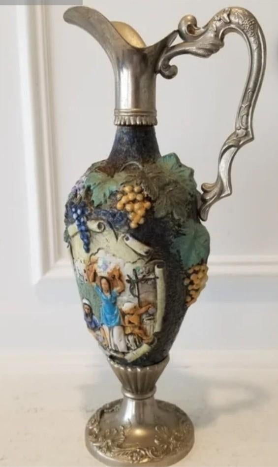 VINTAGE Hand  Italian Decanter.
Karaf handbeschilderd met, Antiek en Kunst, Antiek | Glas en Kristal, Ophalen of Verzenden