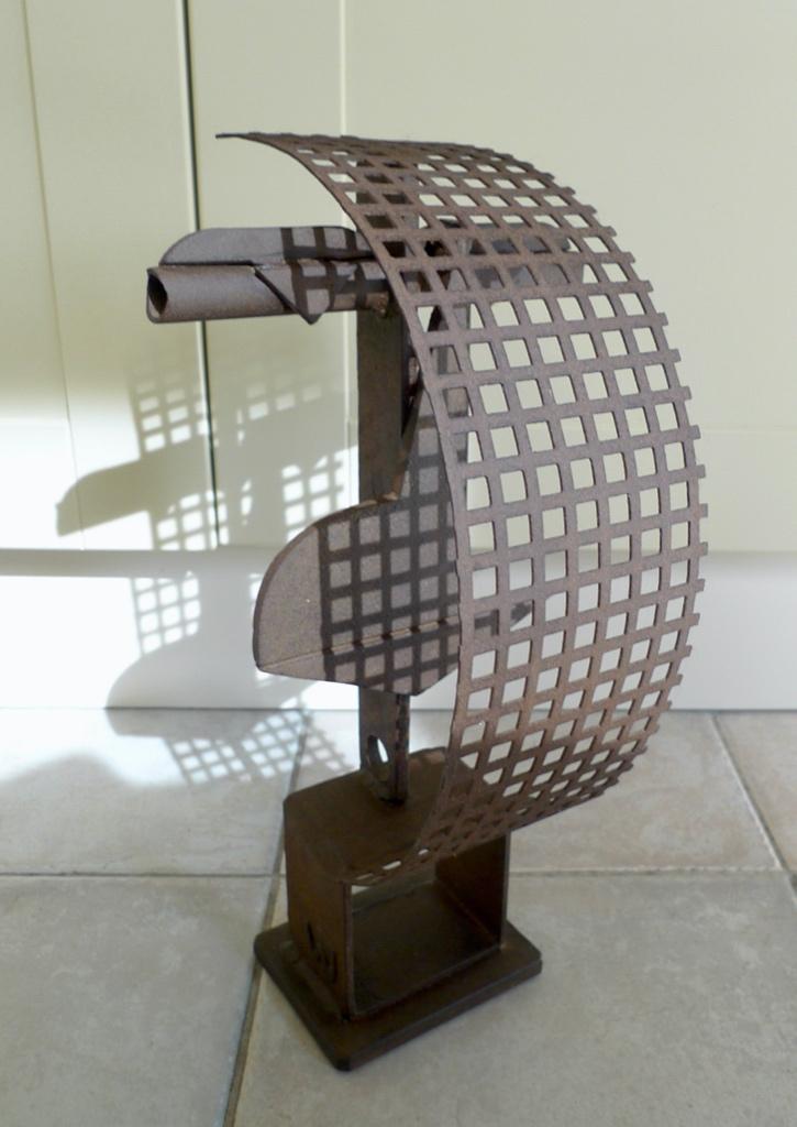 Brutalisme sculptuur ijzer van een abstract hoofd. , Ophalen of Verzenden, 20 - 50 cm, Beeld, Abstract