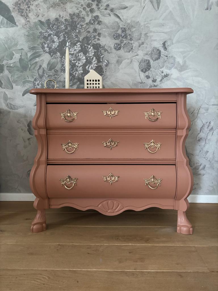 Landelijk terracotta buikkastje / klepkastje, Ophalen, 50 tot 100 cm, 3 of 4 laden, Minder dan 100 cm