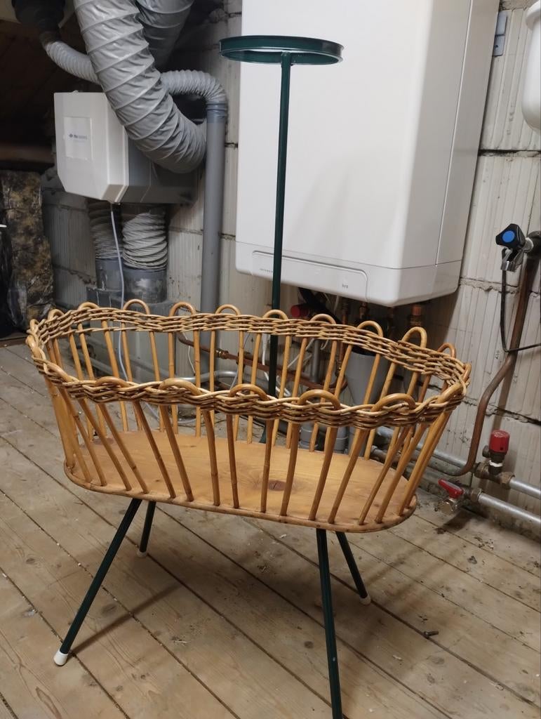 Vintage Rotan Poppenwieg met Hemel, Ophalen, Gebruikt, Wieg