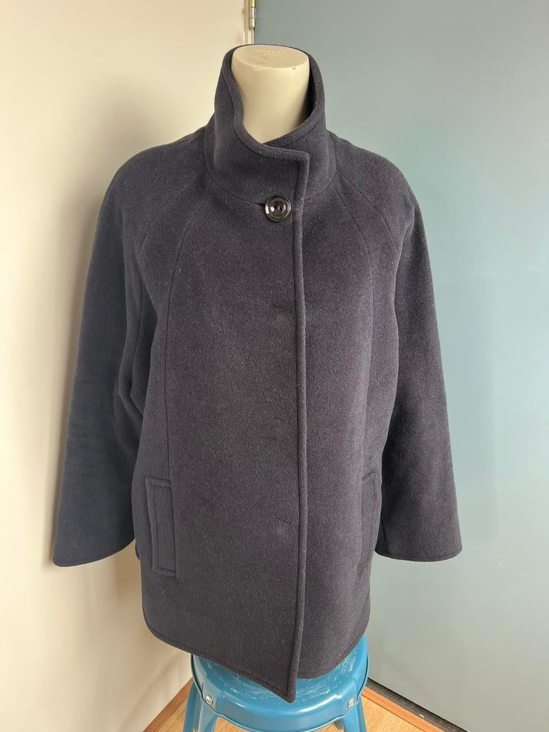 Erre wol wollen mantel donkerblauw 42 alpaca, Blauw, Maat 42/44 (L), Ophalen of Verzenden, Zo goed als nieuw