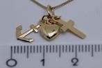 Gouden ketting en hanger - hoop, geloof, liefde 8 karaat, Met hanger, Nieuw, Ophalen of Verzenden, Goud