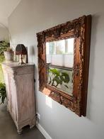 Gouden spiegel met sierlijke lijst, Ophalen, Rechthoekig, 50 tot 100 cm, Minder dan 100 cm