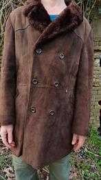 Vintage Bruine Leren Jas met Bontkraag, Maat 52/54 (L), Ophalen of Verzenden, Gedragen, Onbekend