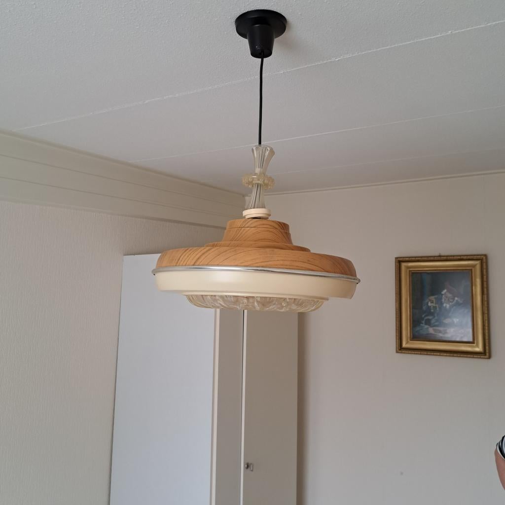 Vintage Space Age Kunststof Plafondlamp - Jaren '70 Stijl, Huis en Inrichting, Lampen | Hanglampen, Gebruikt, Minder dan 50 cm