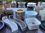 Vazen,bloempotten,sierflessen,schalen,mandjes,houtschijven,, Tuin en Terras, Rond, Ophalen of Verzenden, Zo goed als nieuw, Aardewerk