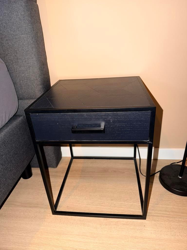 2 nachtkastjes zwart hout, Ophalen, Zo goed als nieuw, Minder dan 45 cm, Minder dan 55 cm