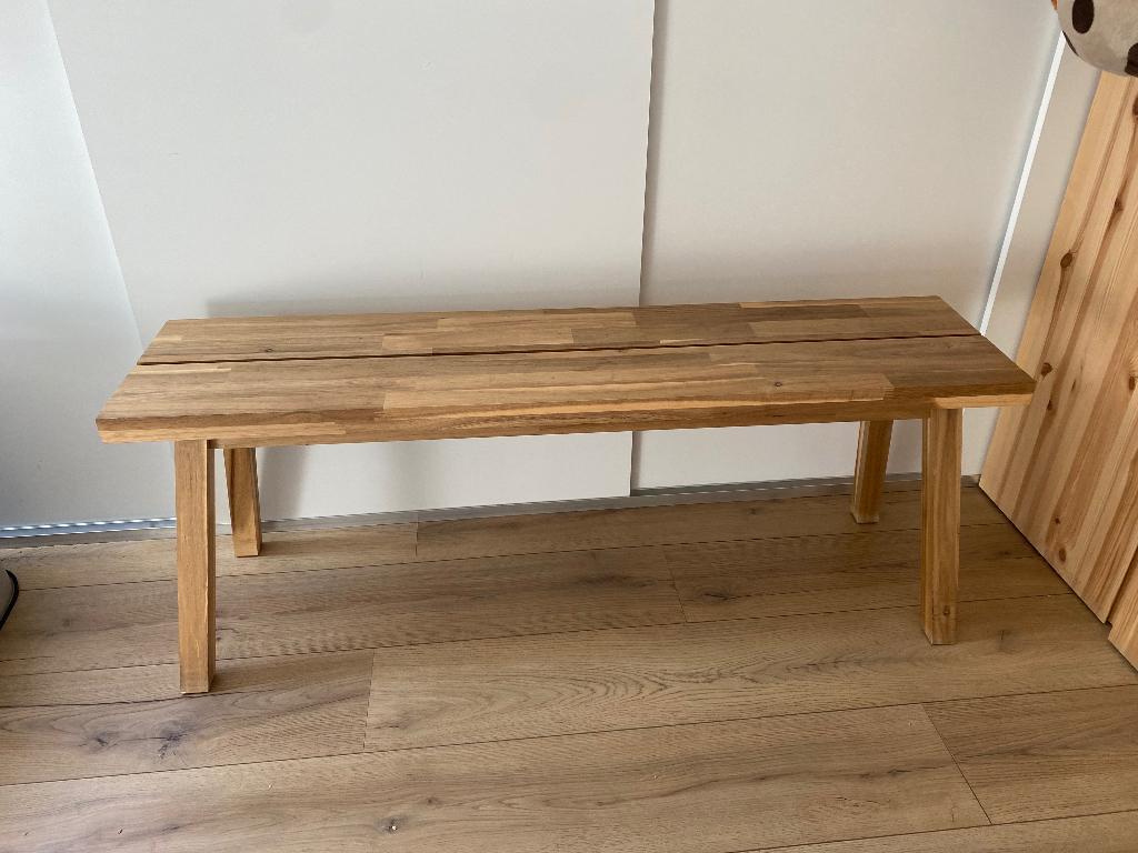 Houten bank, Huis en Inrichting, Banken | Bankstellen, Ophalen, Gebruikt, Minder dan 75 cm, Tweepersoons