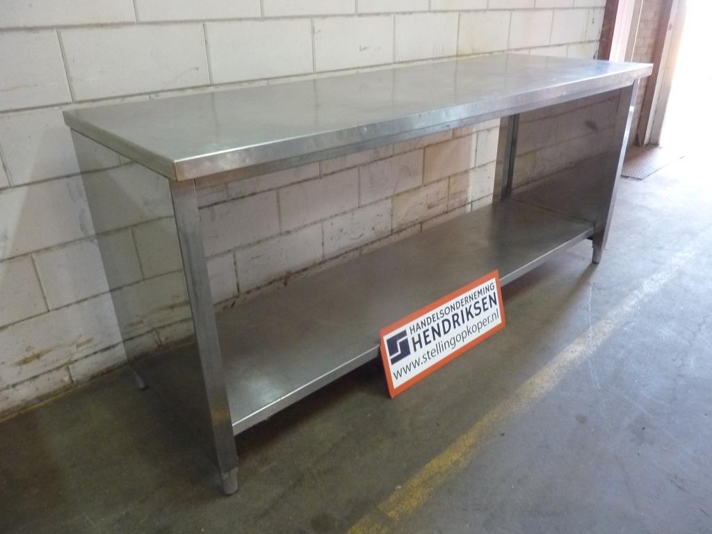 RVS werktafel / horecatafel / werkbank 200x70cm keukentafel, Gebruikt, Horeca, Handelsonderneming Hendriksen, 200 cm of meer