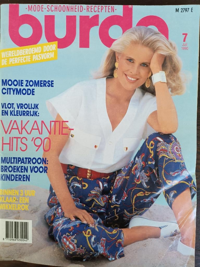 Burda juli 1990 met kleding voor heren, patronen, Ophalen of Verzenden, Zo goed als nieuw, Vrouw, Burda