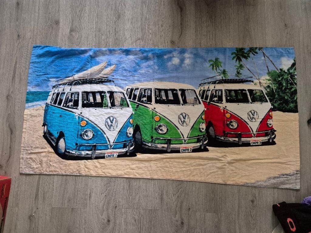 handdoek strandlakken vw volkswagen 3 bussen in nieuwstaat, Huis en Inrichting, Badkamer | Badtextiel en Accessoires, Nieuw, Handdoek
