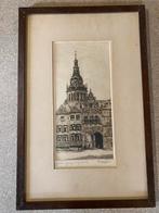 Originele ets Markt Nijmegen, Antiek en Kunst, Kunst | Etsen en Gravures, Ophalen