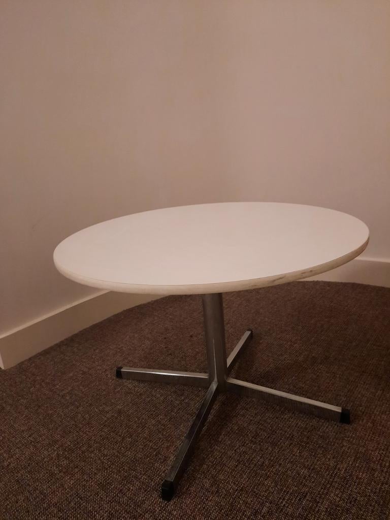 Vintage salontafel, wit met chromen voet, Ophalen