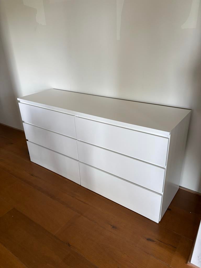 Witte ladekast met 6 lades, Huis en Inrichting, Kasten | Ladekasten, Ophalen, 5 laden of meer, 150 tot 200 cm, Zo goed als nieuw