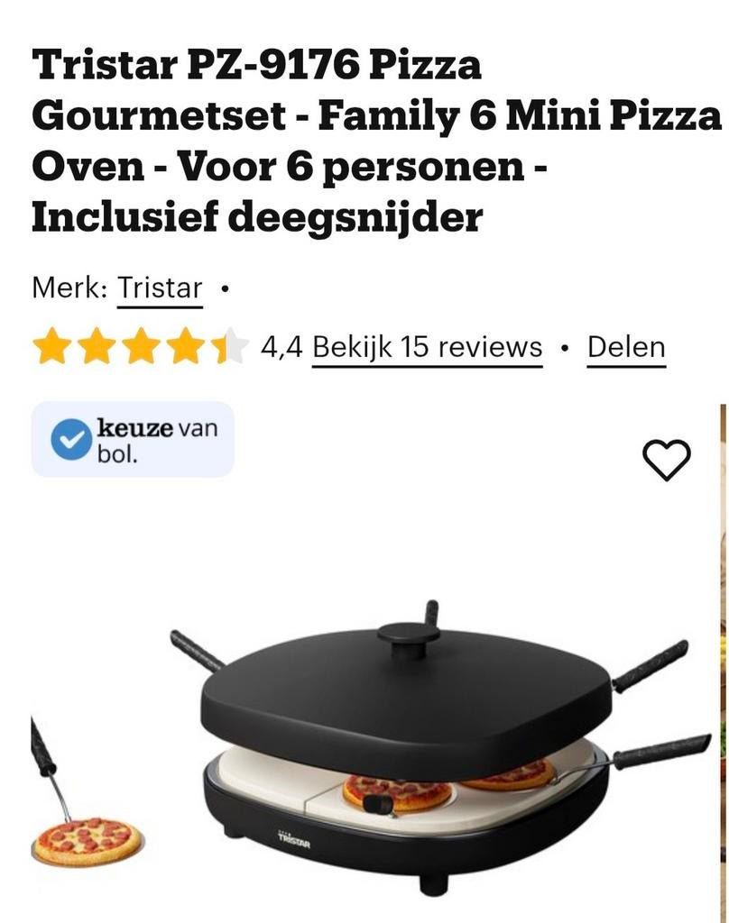 Tristar pizza gourmetstel 6 personen, Witgoed en Apparatuur, Gourmetstellen, Ophalen of Verzenden