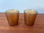 2  bruine Vintage Arcoroc glazen en 2 bruine schaaltjes, Huis en Inrichting, Keuken | Servies, Ophalen of Verzenden, Overige stijlen
