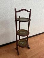 Antieke mahonie houten cake-stand met drie plateaus, Antiek en Kunst, Ophalen of Verzenden