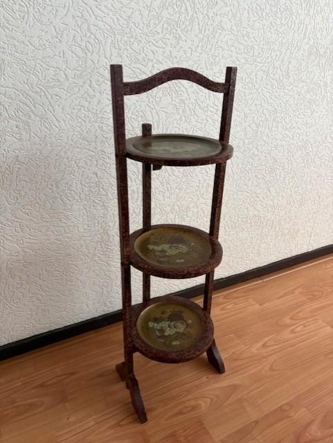 Antieke mahonie houten cake-stand met drie plateaus, Antiek en Kunst, Antiek | Woonaccessoires, Ophalen of Verzenden