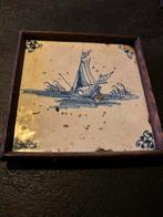 Antieke tegel met schip boot, Ophalen of Verzenden