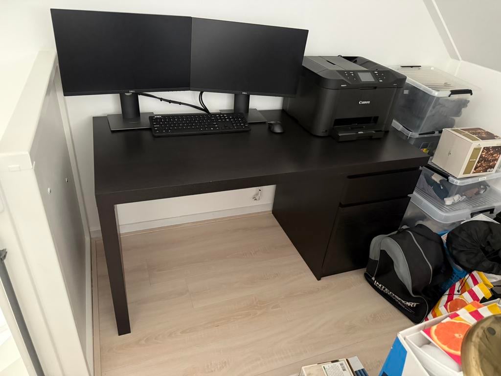 Bureau Ikea - Zwart/Bruin, Ophalen, Gebruikt