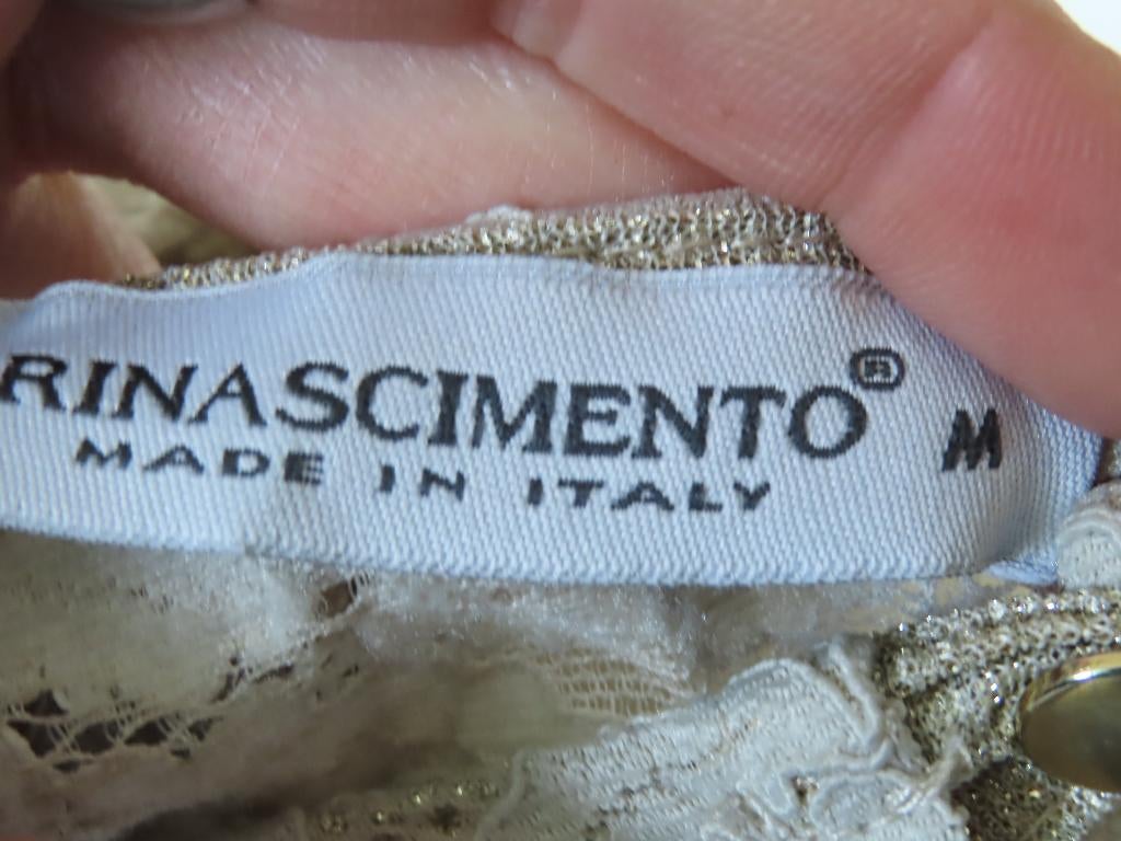 RINASCIMENTO Glinsterende Beige/Gouden Top/Blouse met Kant M, Maat 38/40 (M), Beige, Rinascimento, Ophalen of Verzenden