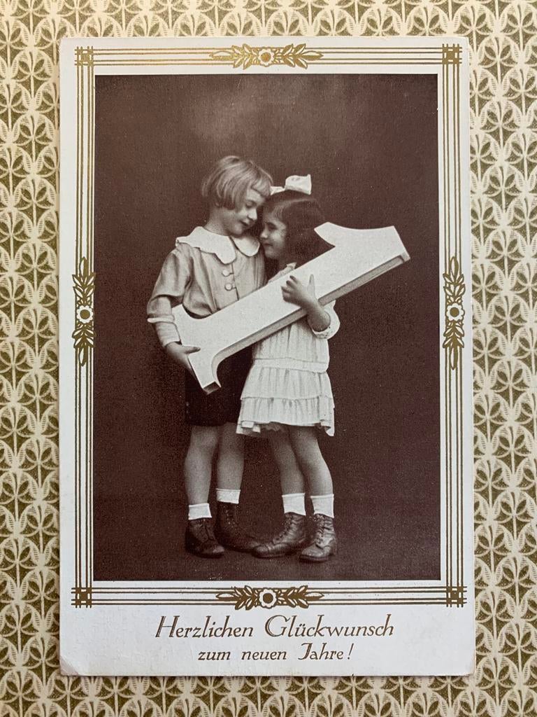 Herzlichen Glückwunsch zum neuen Jahre! - getal 1 (DD), Verzamelen, Ophalen of Verzenden, 1920 tot 1940, Ongelopen, Feest(dag)