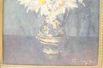 Schilderij van een vaas met bloemen 48459, Ophalen of Verzenden, Gebruikt, Schilderij, Minder dan 50 cm