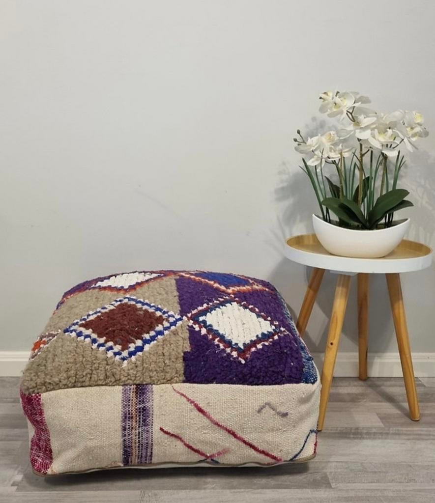 Paarse berber poef, Huis en Inrichting, Banken | Voetenbanken en Poefen, Verzenden, 50 tot 75 cm, 50 tot 75 cm