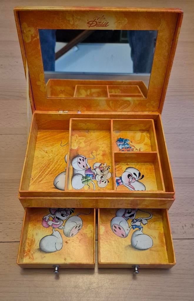 Vintage Diddl Sieradendoosje met Spiegel, Ophalen, Gebruikt