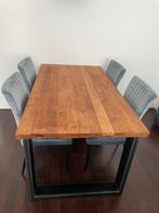 Eettafel Teak mix rough 160x90 cm met U-poten, Ophalen, Gebruikt, Teakhout, 50 tot 100 cm