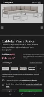 Nieuw in doos Caldela aluminium loungeset wit beige kussens, Ophalen, 5 zitplaatsen, Bank, Loungeset