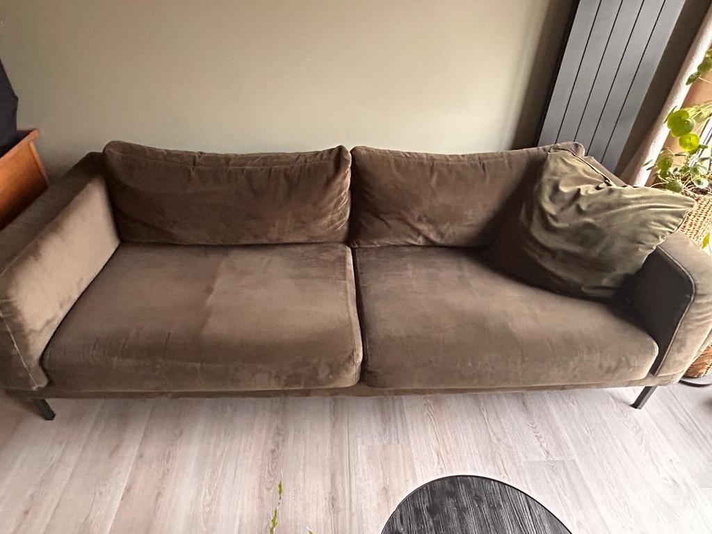 Bankstel 3 zits, olijf groen - Woood (Karwei), Ophalen, Gebruikt, Driepersoons, 75 tot 100 cm