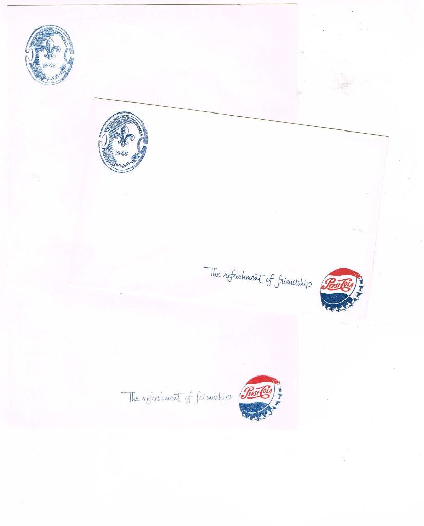Wereld Jamboree Griekenland 1963 Briefpapier Pepsi Cola, Ophalen of Verzenden, Nieuw, Overige typen
