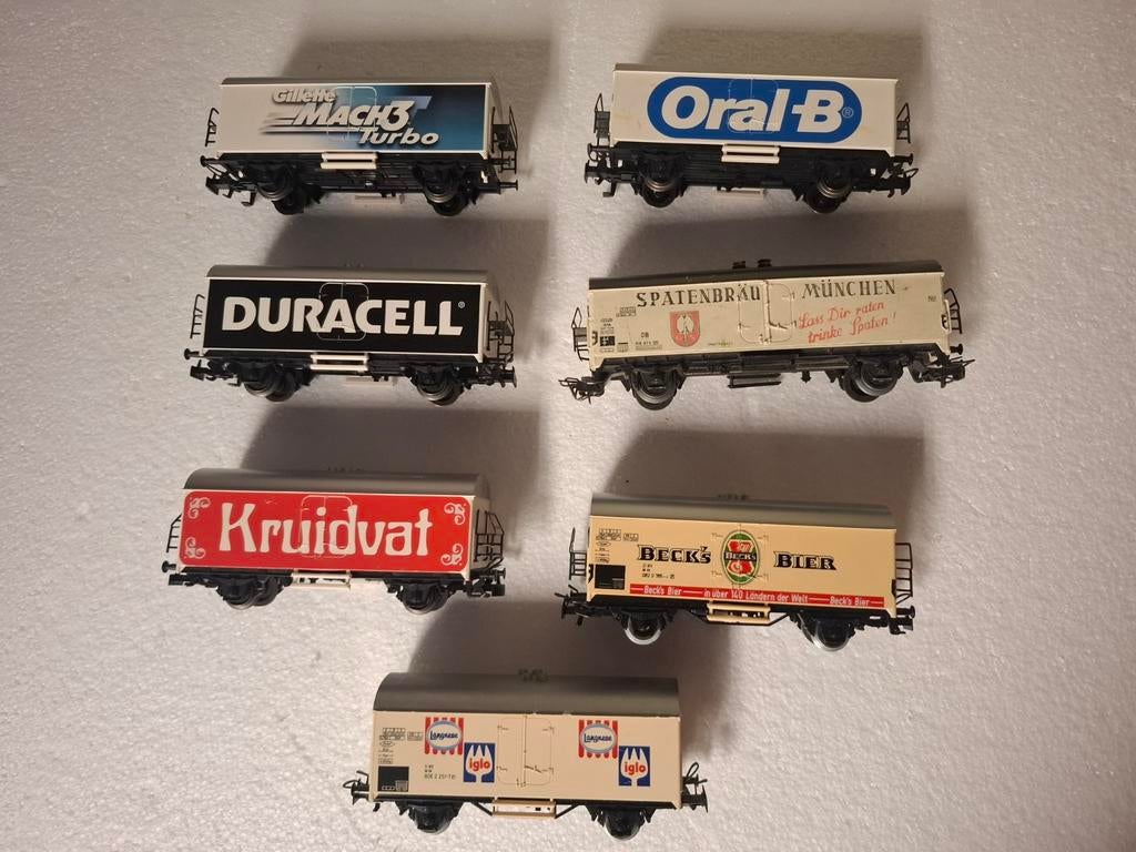7 marklin reclame wagons in ho, Wisselstroom, Gebruikt, Wagon, Ophalen of Verzenden