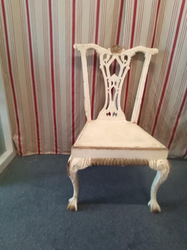 Antieke kasteel stoel 45h 45d rug100 zit45, Ophalen of Verzenden