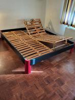 Bed met 2 lattenbodems Hülsta 80 x 200, Ophalen, Zwart, Tweepersoons, 80 cm