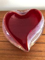 Vintage glazen asbak of schaaltje 2-kleurig vorm hart, Ophalen of Verzenden