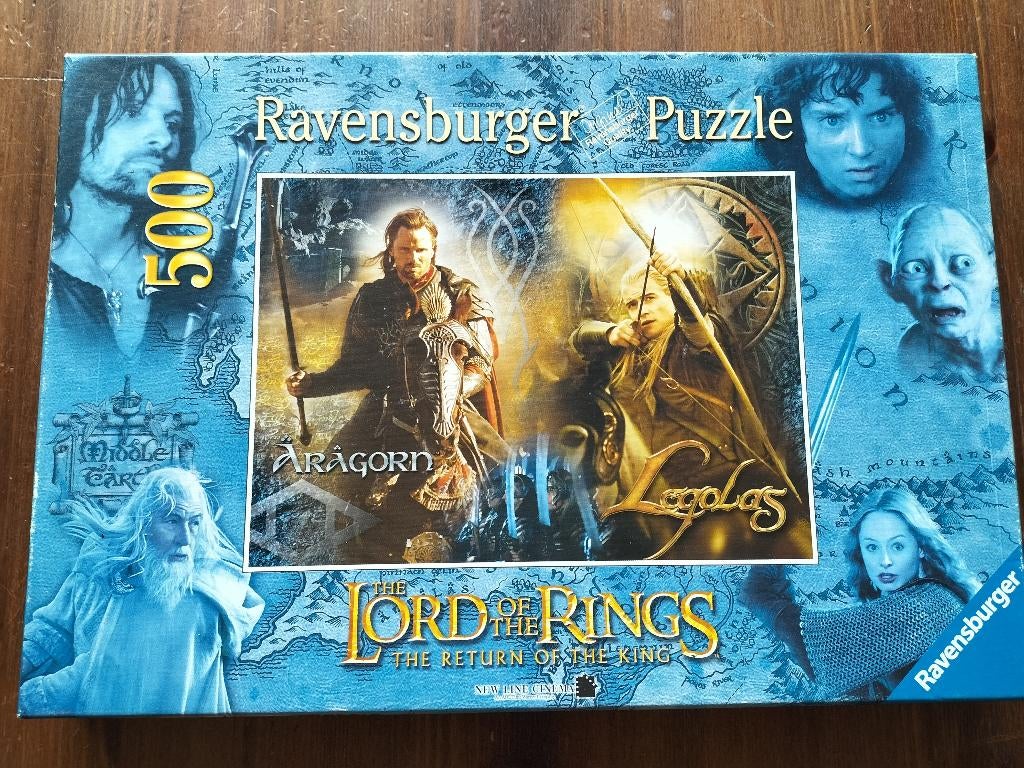 Lord of the Rings puzzel - Aragorn & Legolas (500 st), Ophalen of Verzenden, 500 t/m 1500 stukjes, Zo goed als nieuw, Legpuzzel