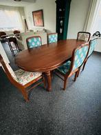 Wooden 6-seater table & chairs, Huis en Inrichting, Tafels | Eettafels, Ophalen, Ovaal, 200 cm of meer, 100 tot 150 cm