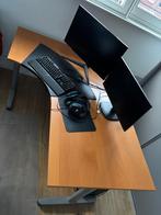 Groot hoekbureau eikenblad met stalen frame, Ophalen, Gebruikt, Bureau