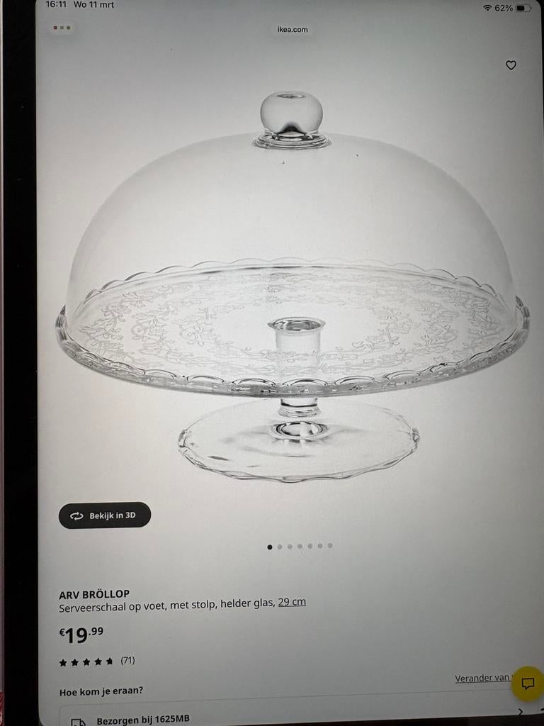 Serveerschaal op voet met doos etc compleet zgan ikea, Hobby en Vrije tijd, Taarten en Cupcakes maken, Ophalen, Zo goed als nieuw