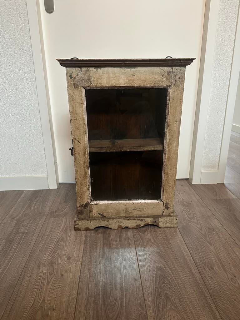 Vintage/Antiek Vitrinekastje - Uniek Houten Display Kastje, Ophalen, Minder dan 50 cm, Gebruikt, Minder dan 25 cm