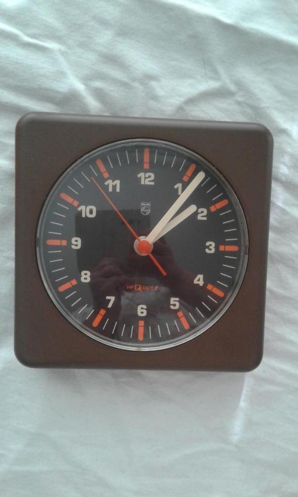 Klok retro vintage Philips BRUIN, Ophalen, Gebruikt, Wandklok