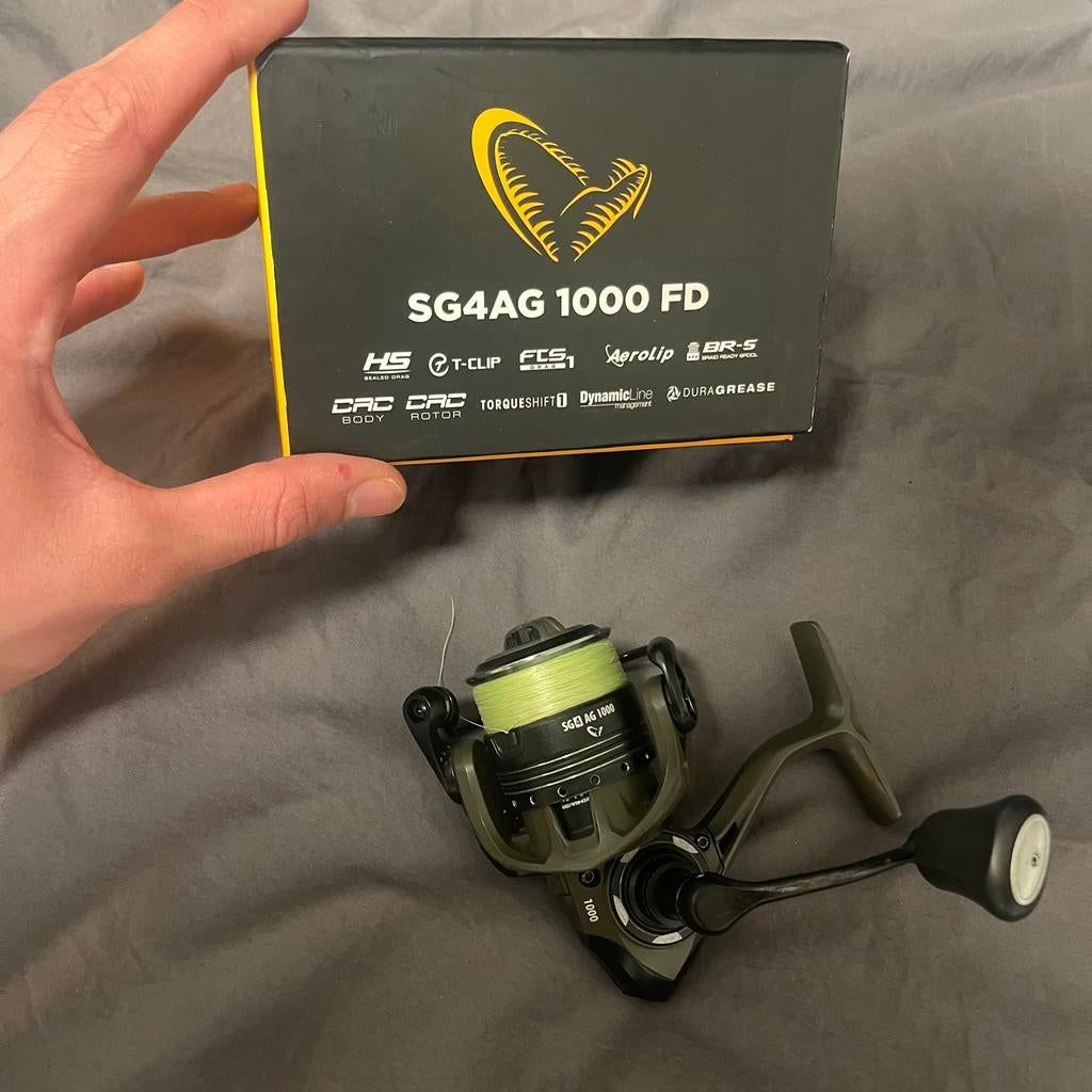 Savage Gear SG4 AG 1000 serie + Shimano kairiki 8x 10/100, Ophalen, Gebruikt, Molen