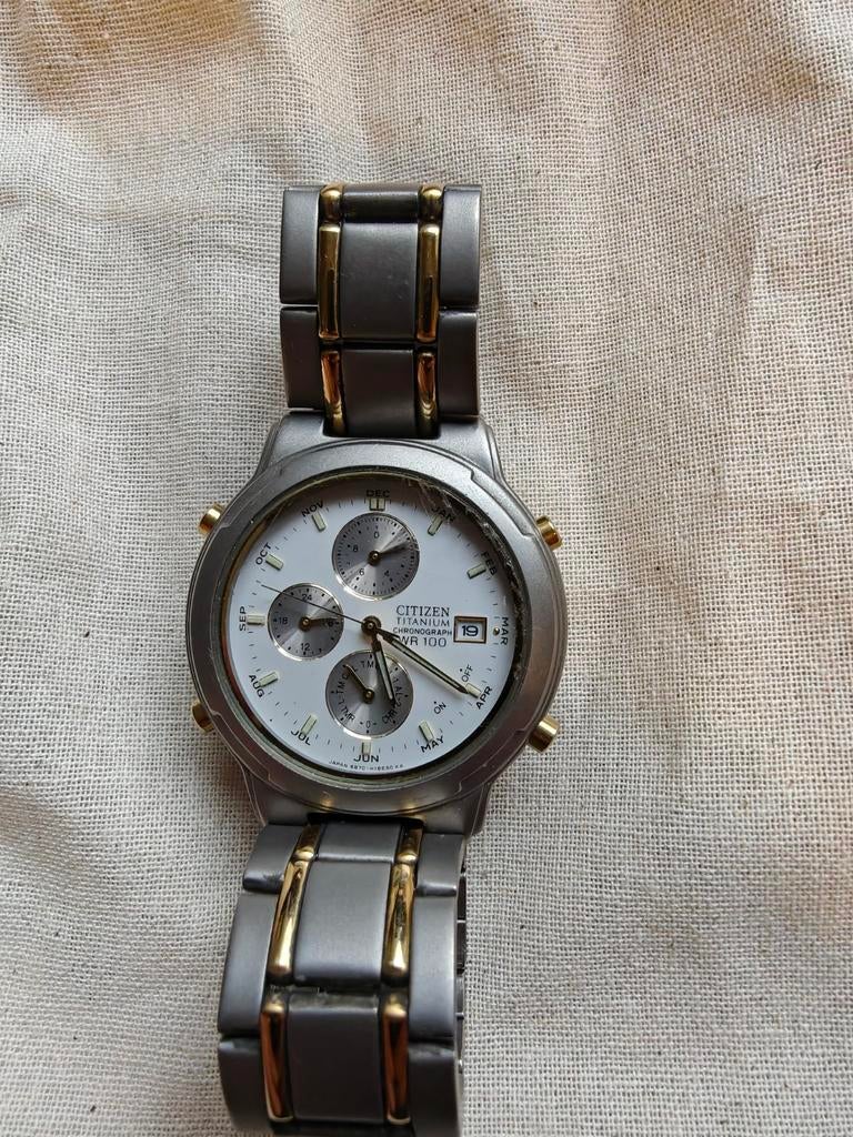 Citizen Titanium Chronograph WR100, Ophalen of Verzenden, Staal, Citizen