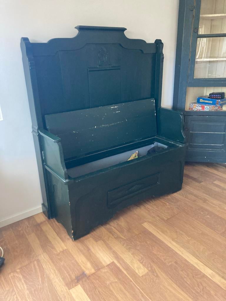 Dekenkist met rugleuning 126x50x148, Ophalen, Gebruikt, 100 tot 150 cm, 50 tot 75 cm