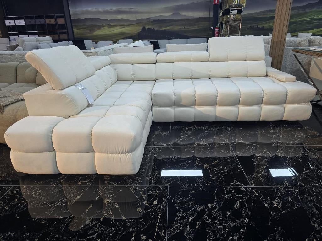 Beige Hoekbank met Ottoman – Opruiming, Huis en Inrichting, Banken | Bankstellen, Ophalen of Verzenden, 150 cm of meer, Vierpersoons of meer