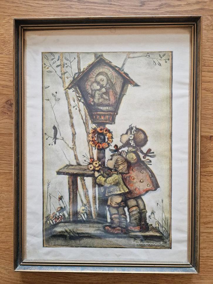 Vintage Hummel print 'Madonna en Kind' in lijst, Antiek en Kunst, Kunst | Tekeningen en Foto's, Ophalen of Verzenden