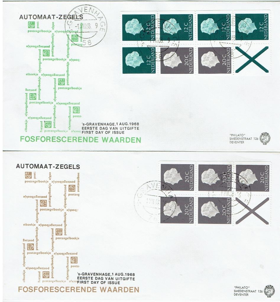 Nederland 1968 Automaat-zegels Kon Juliana 2x Fosforescerend, Postzegels en Munten, Brieven en Enveloppen | Nederland, Verzenden